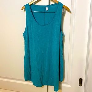 Old Navy XL Tall Luxe Tank, curved hem EUC, swing style, slub knit, turquoise
